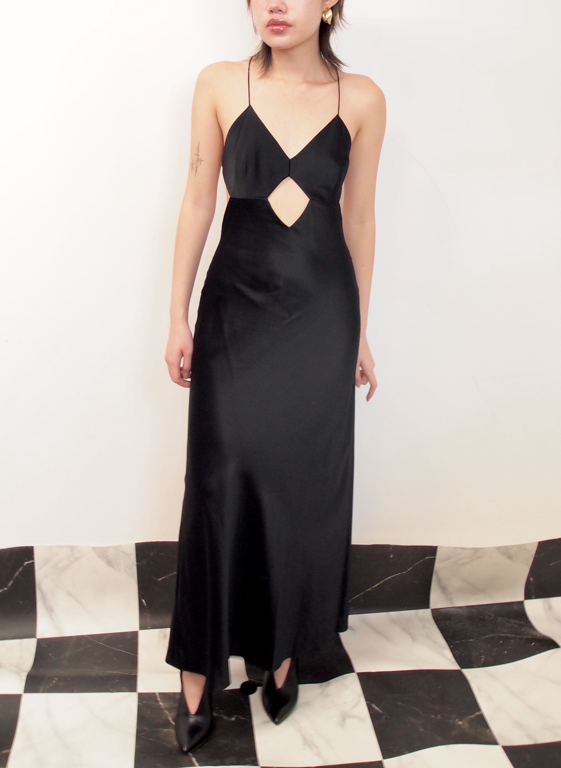 Black Cut-out Slip Dress