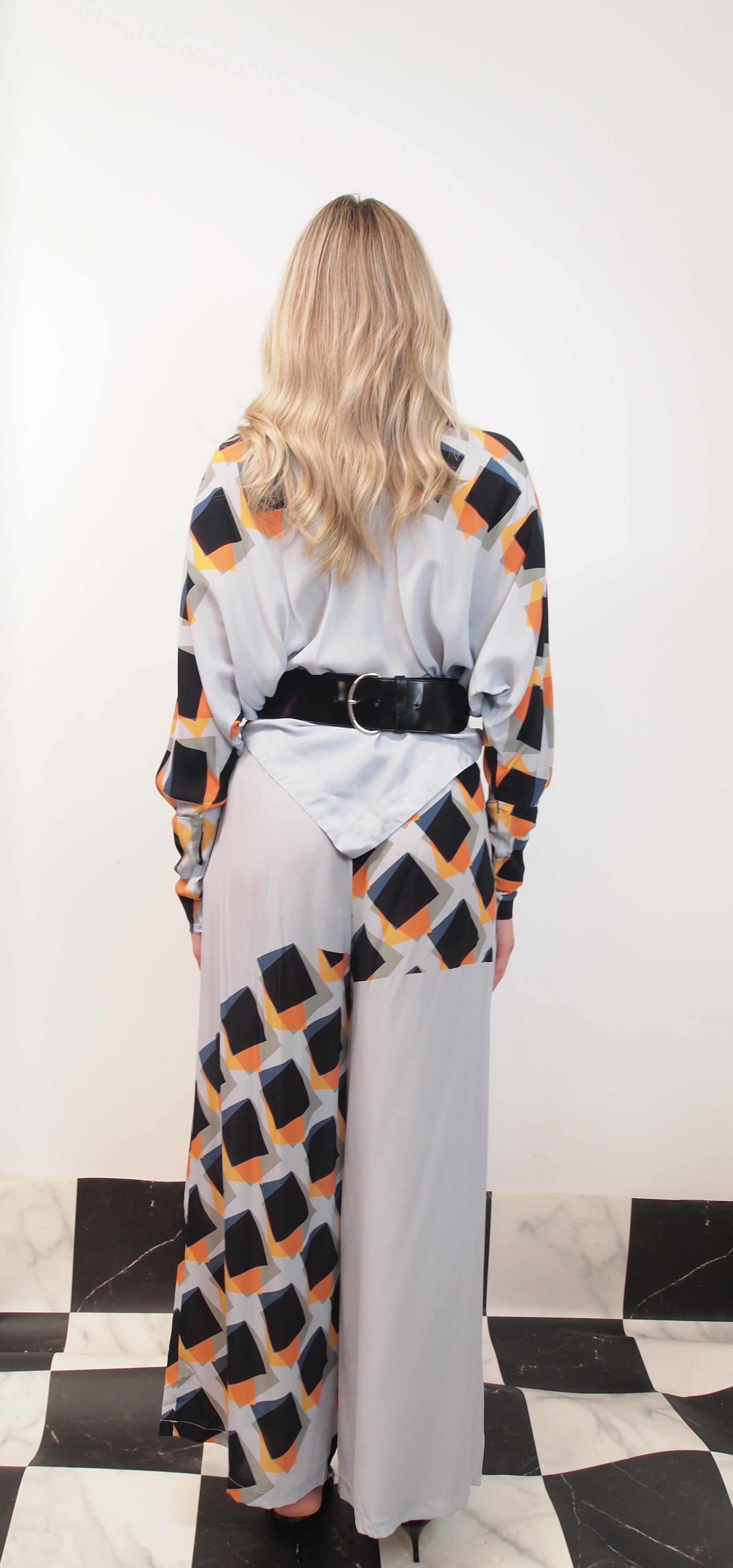 Silk Pants with Geometric Print