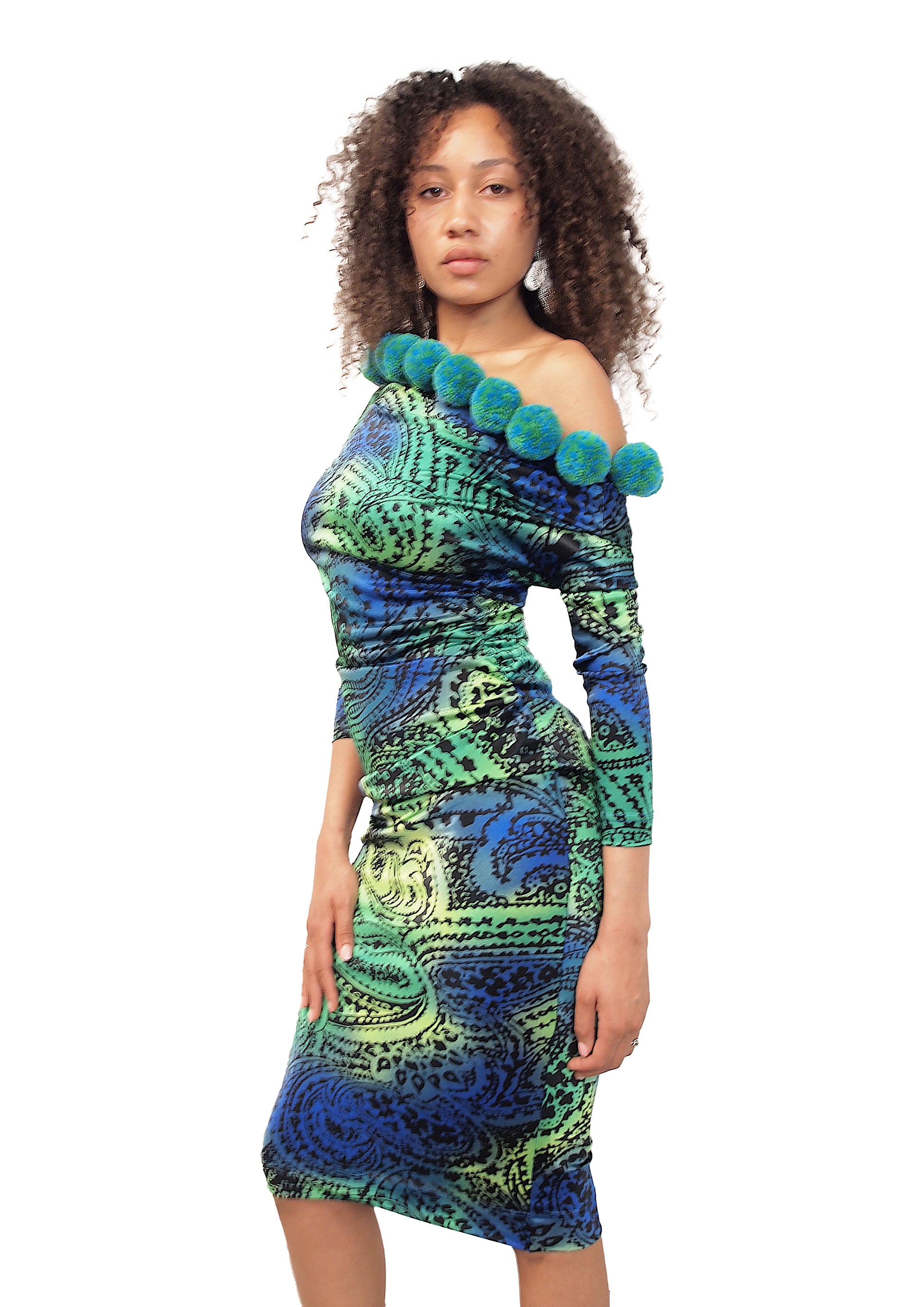 Green Pom Pom Dress