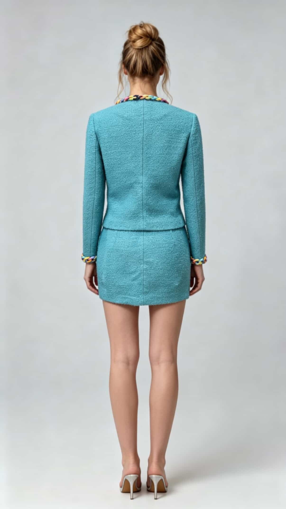 Tweed Jacket with Candy-tone Resin Embellishment