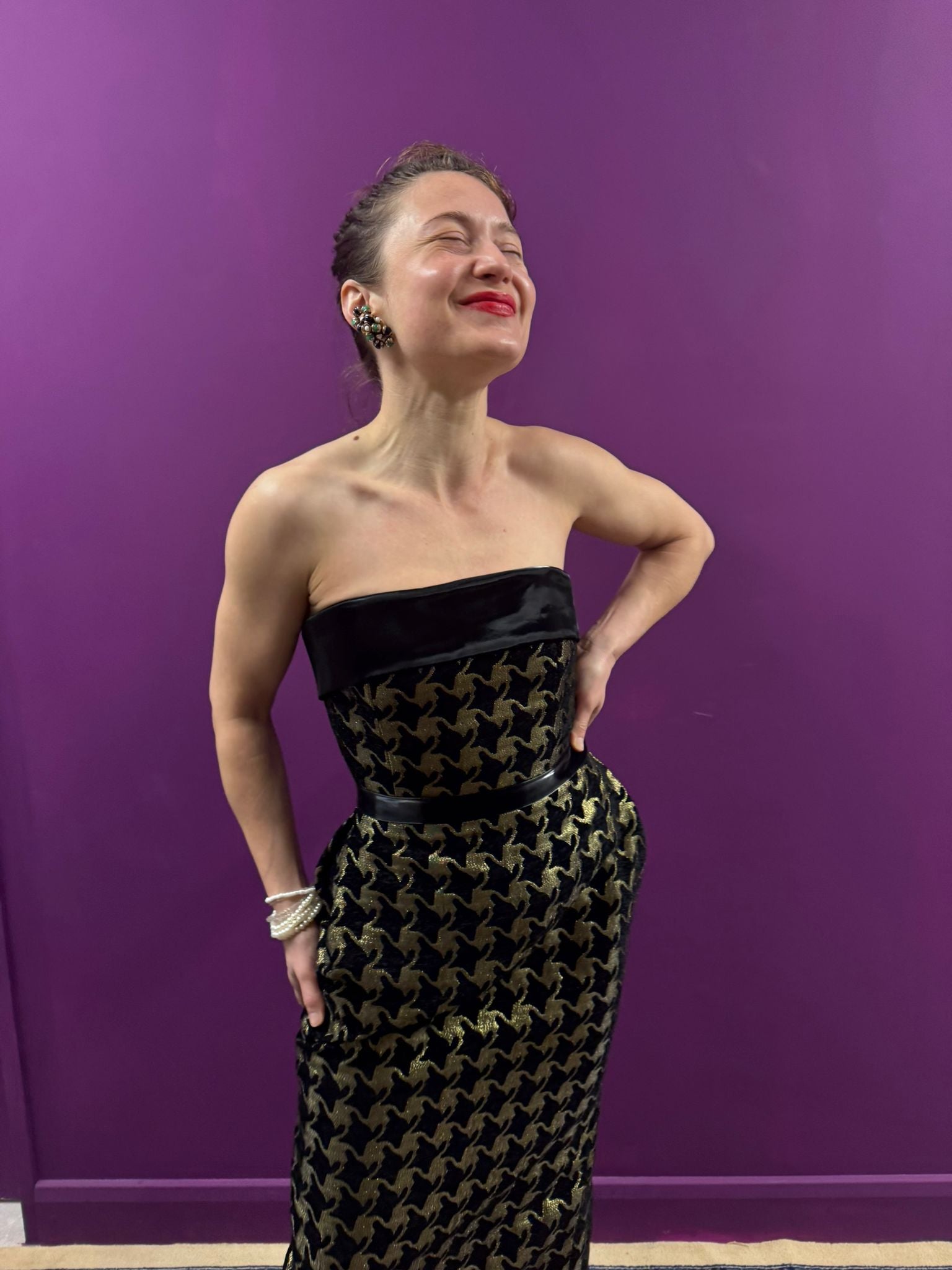 Black and Gold Houndstooth Corset