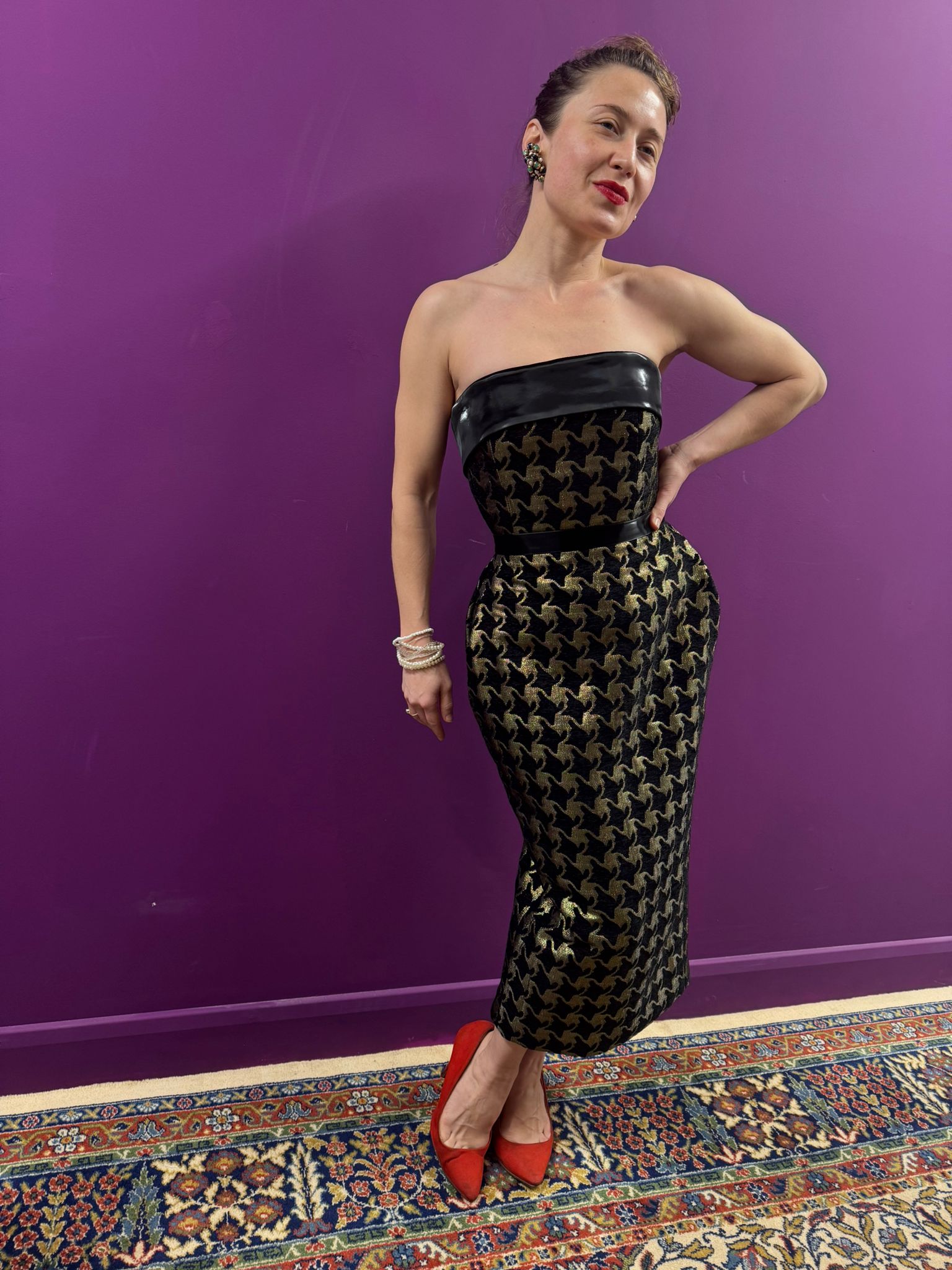 Black and Gold Houndstooth Corset