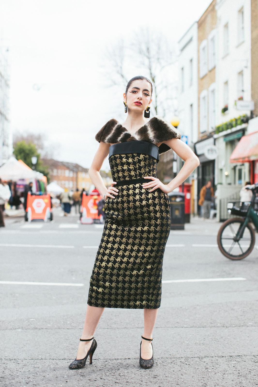 Black and Gold Houndstooth Corset