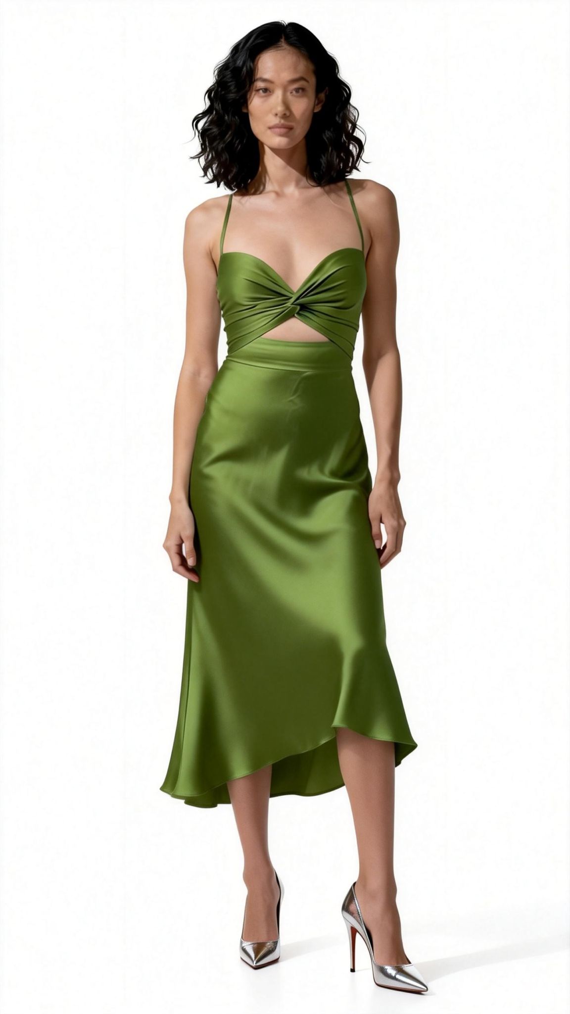 Green Butterfly Cut-out Slip Dress