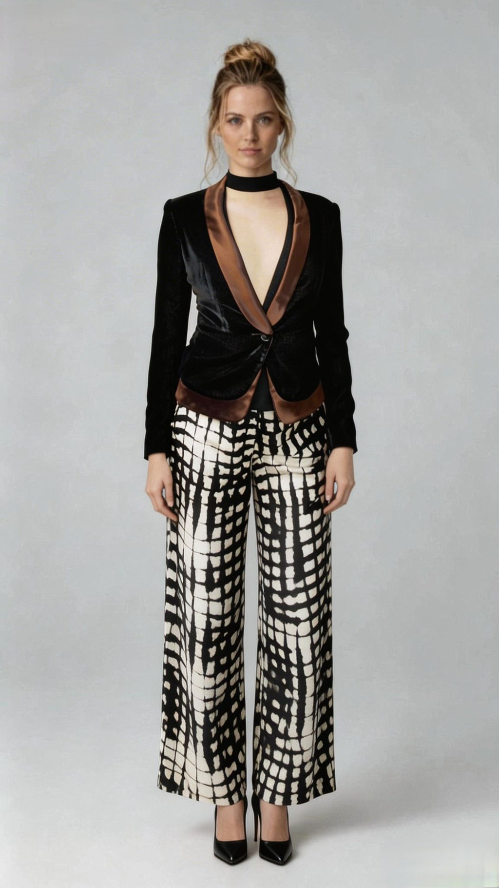 Silk Blazer with Shawl Collar