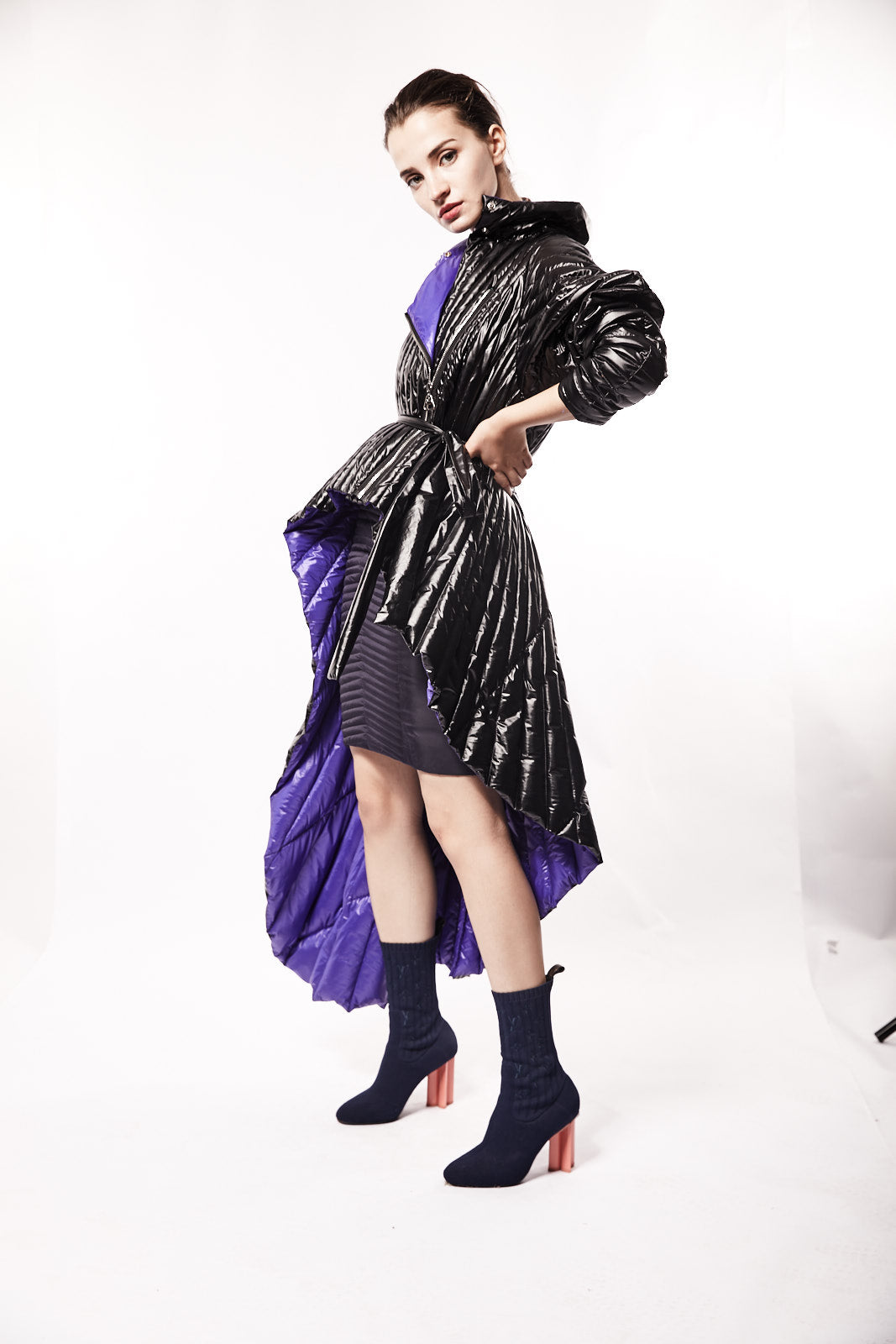 Down Coat With Asymmetric Hem