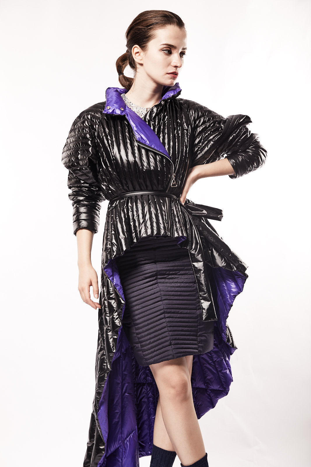 Down Coat With Asymmetric Hem