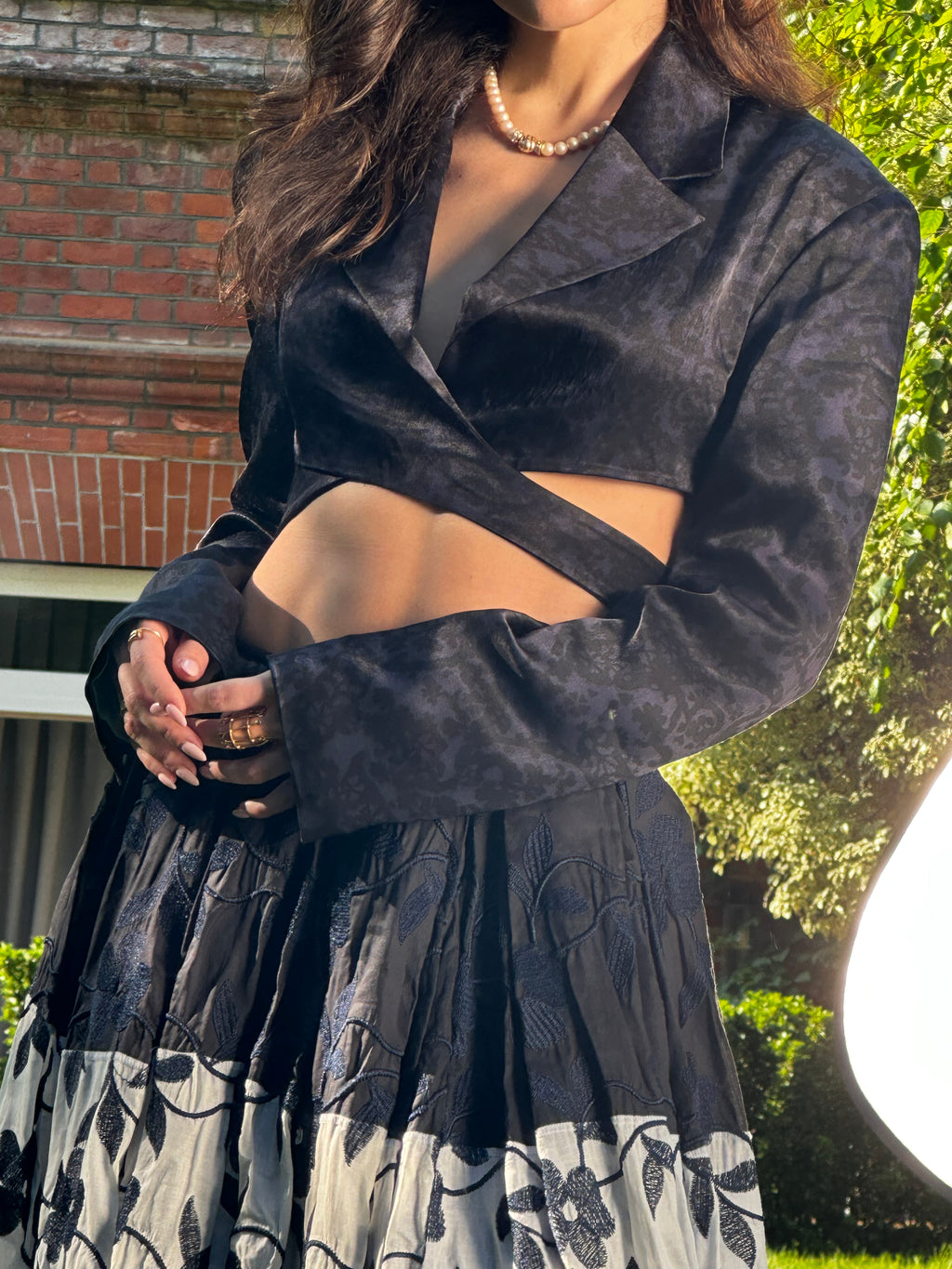 Cropped Blazer with Wrap-Around Straps