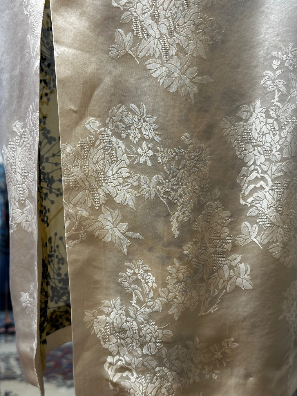 Cream Qipao with Light Floral-print