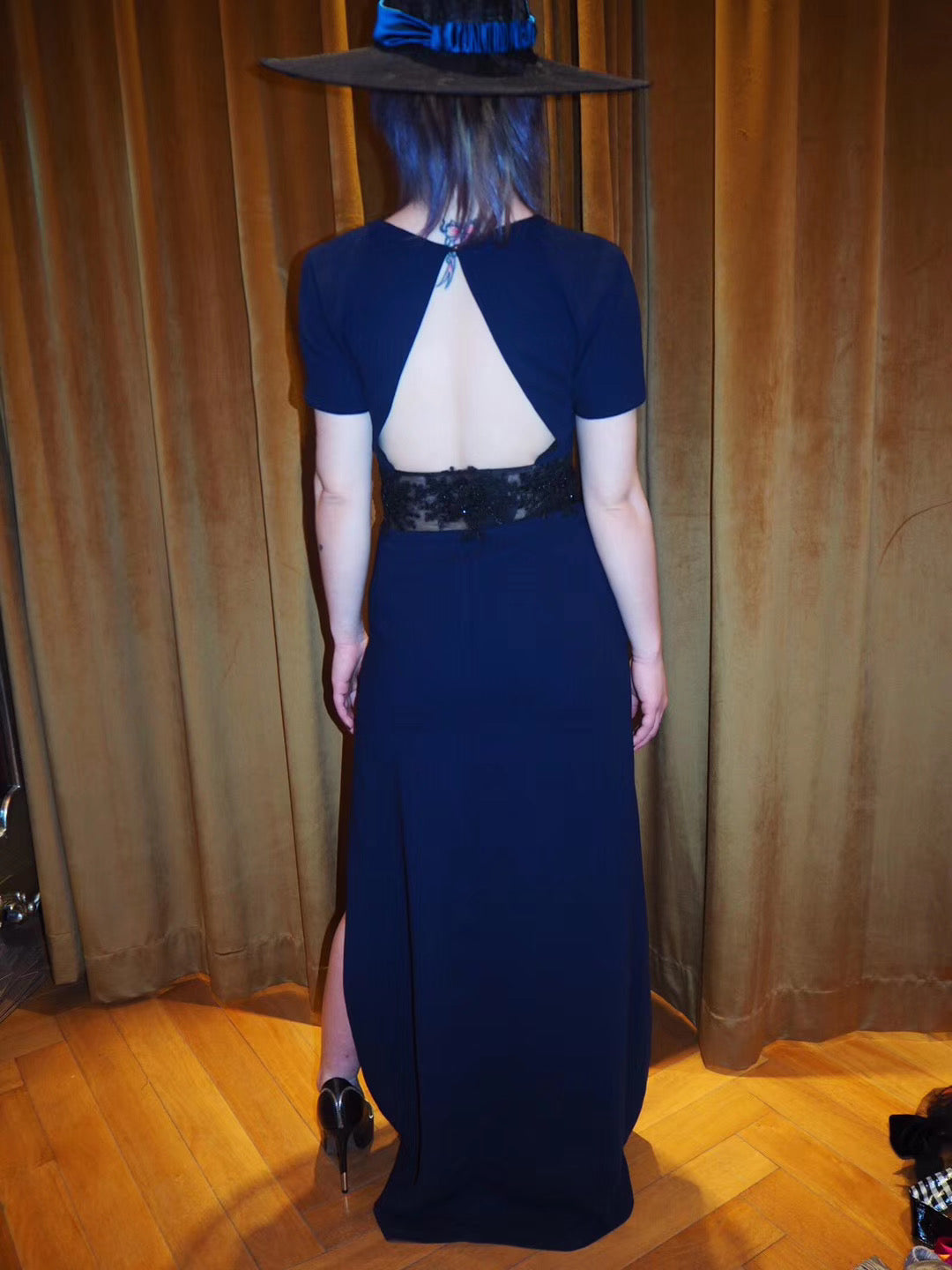 Open-back Dress with Hand-beaded Lace