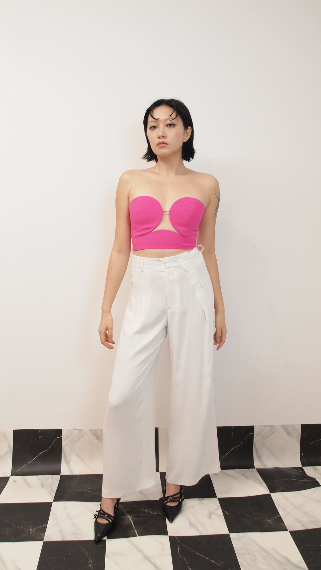 Asymmetrical Belt Trousers