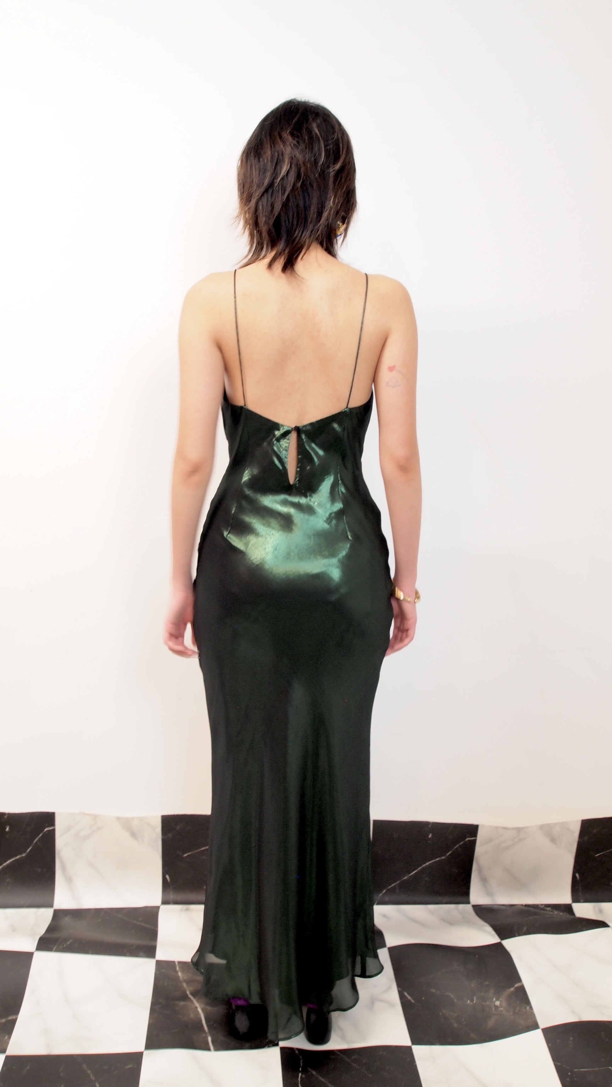 Neon Green Butterfly Cut-out Slip Dress