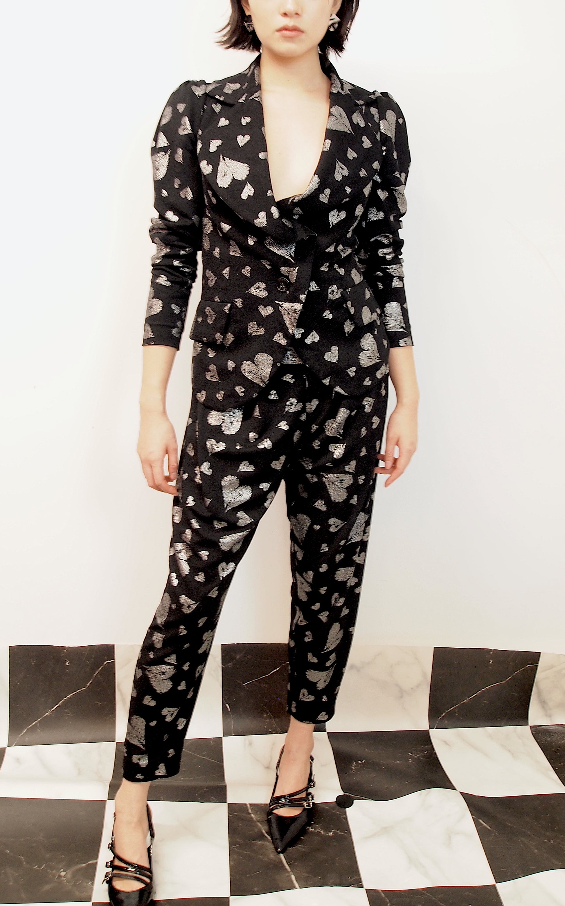 Heart-print Tailored Trousers