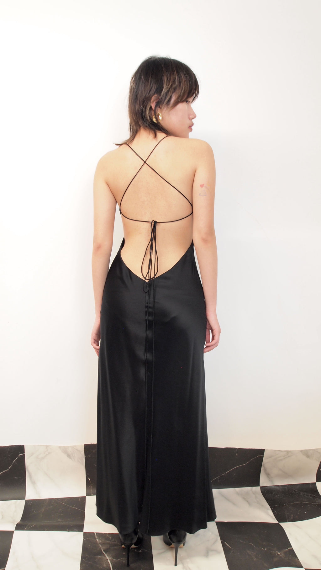 Black Cut-out Slip Dress