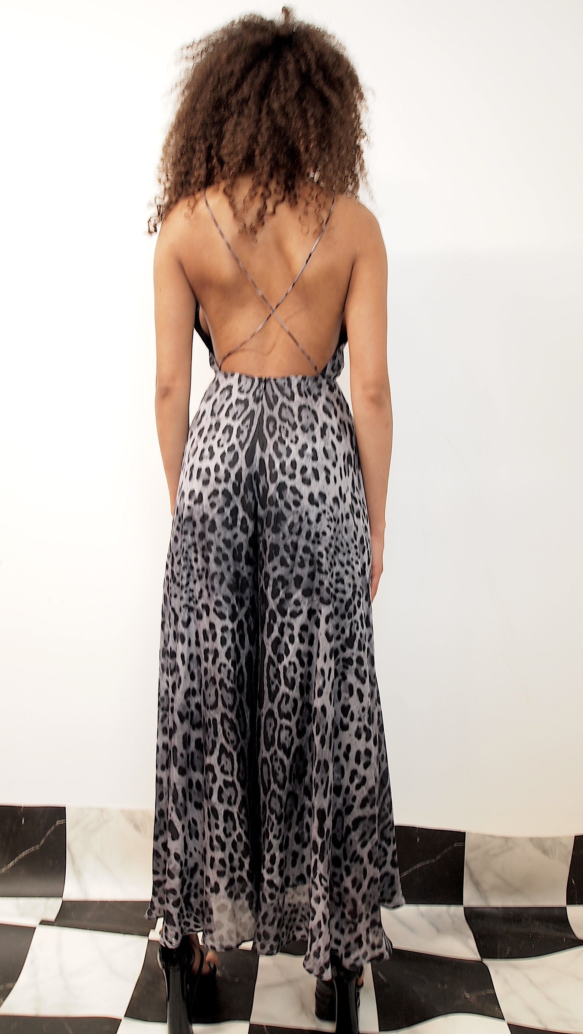 Leopard Print Silk Maxi Dress