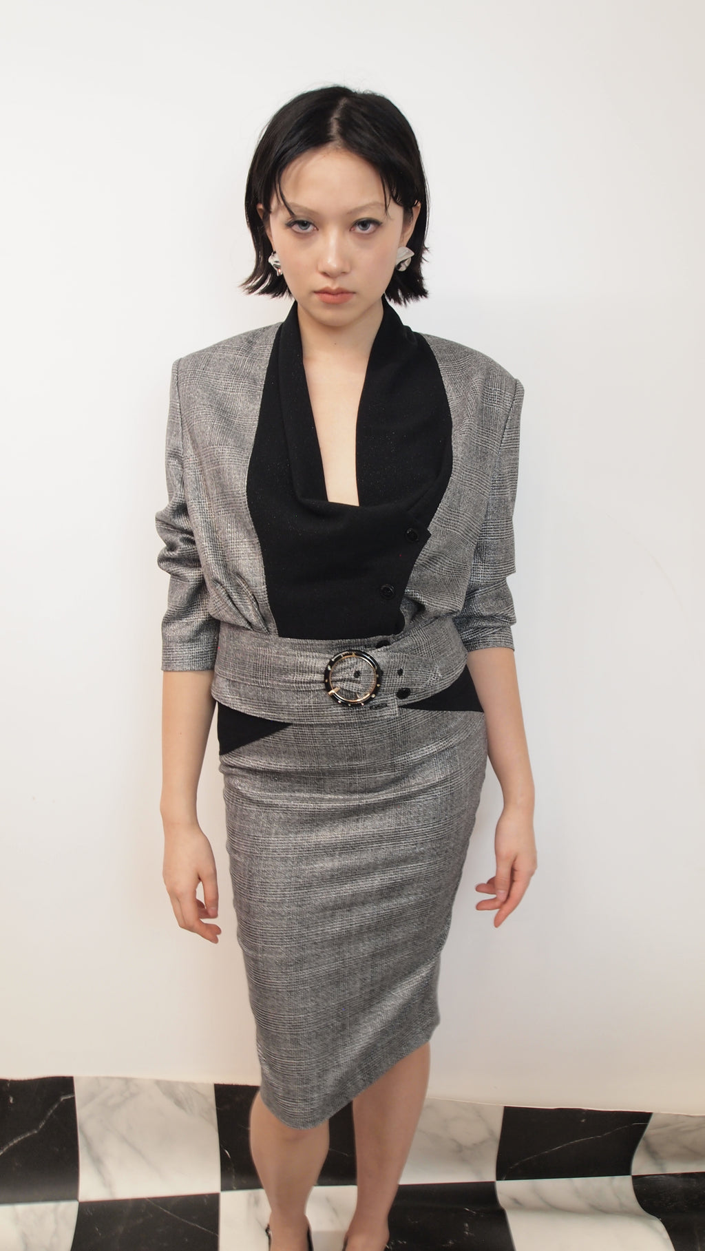 Checkered Pencil Skirt