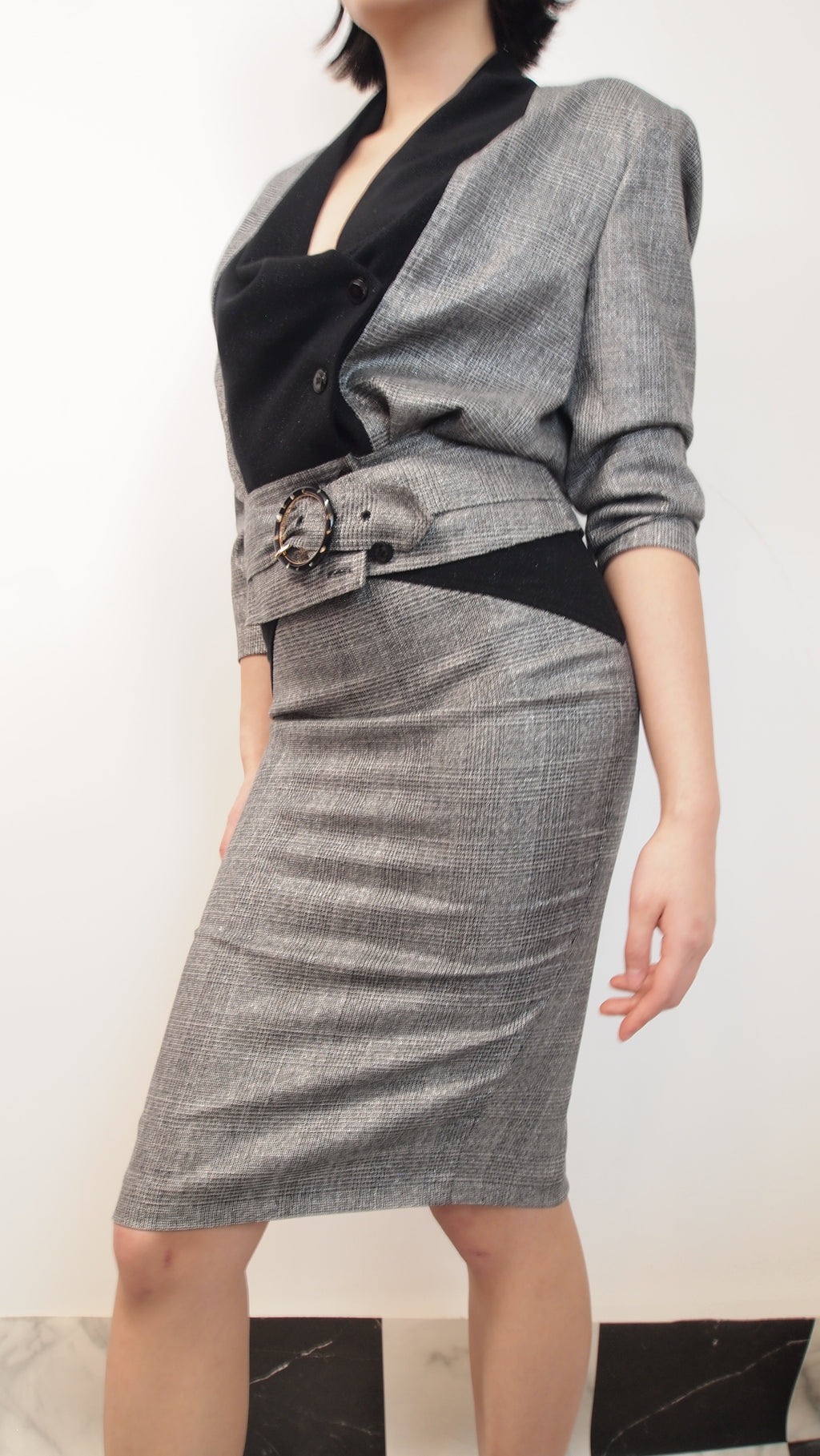 Checkered Pencil Skirt