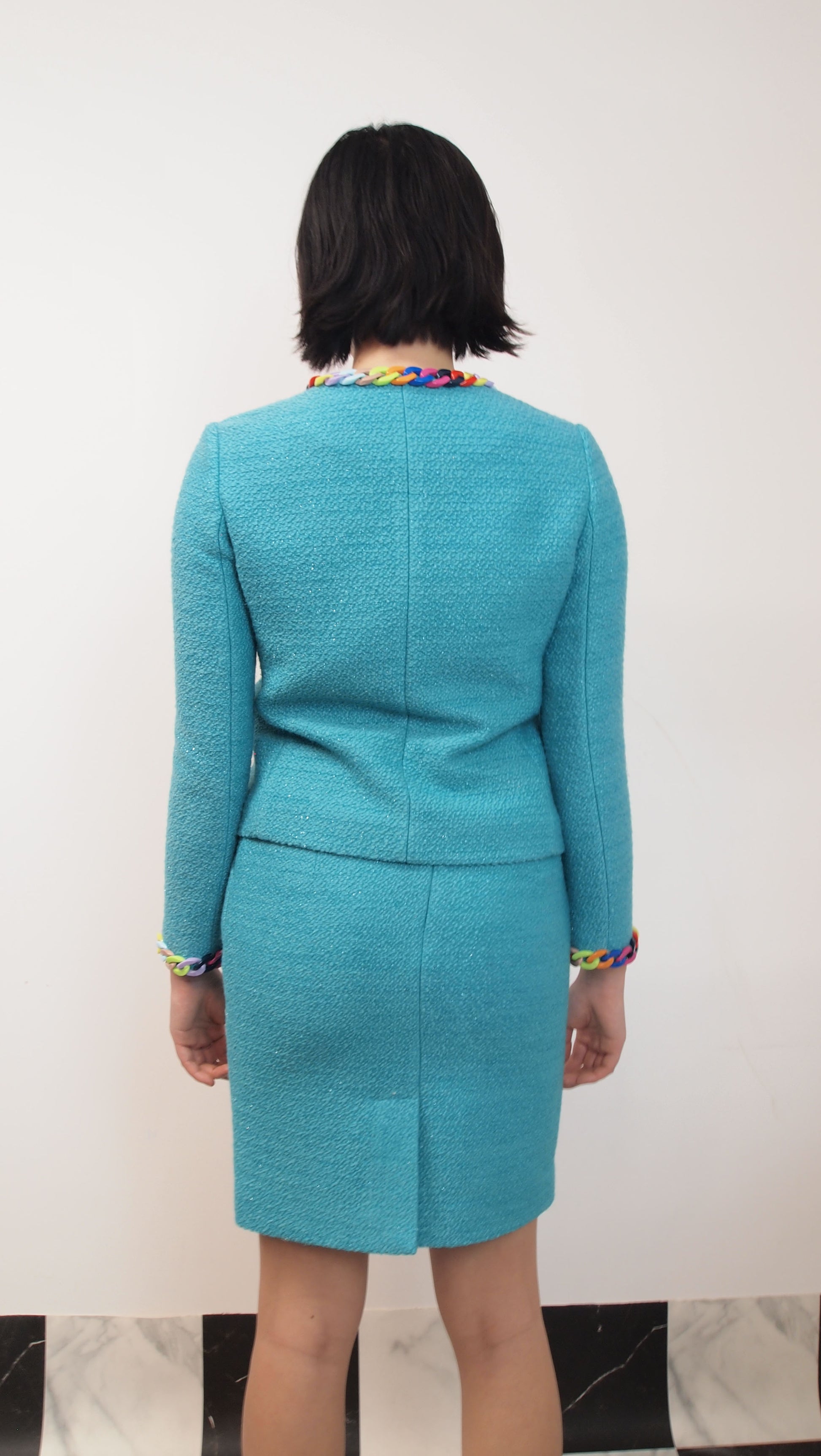 Tweed Jacket with Candy-tone Resin Embellishment