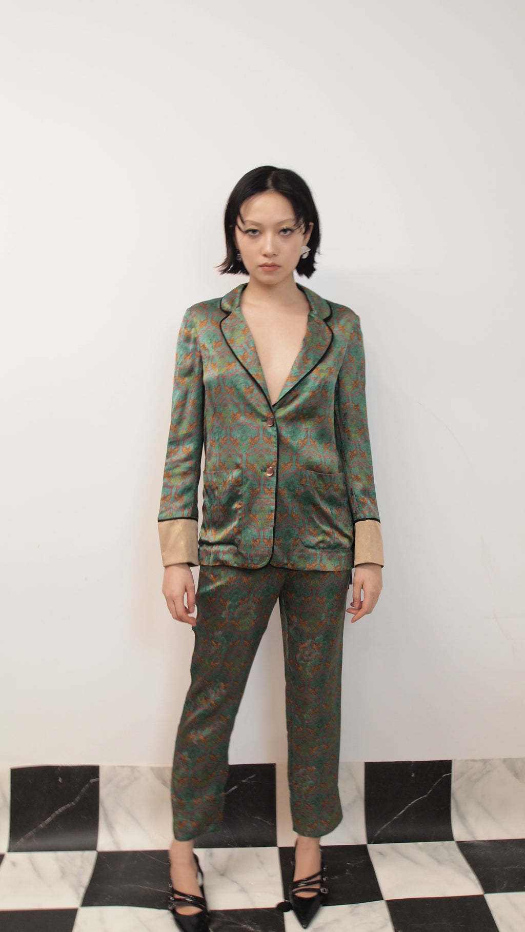 Silk Trousers with Auspicious Dragon Motif