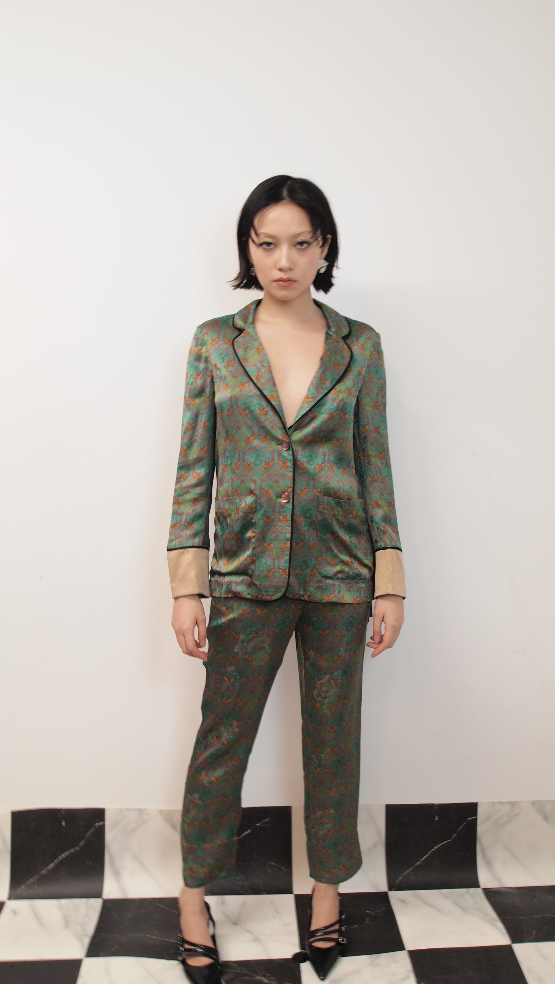 Silk Trousers with Auspicious Dragon Motif