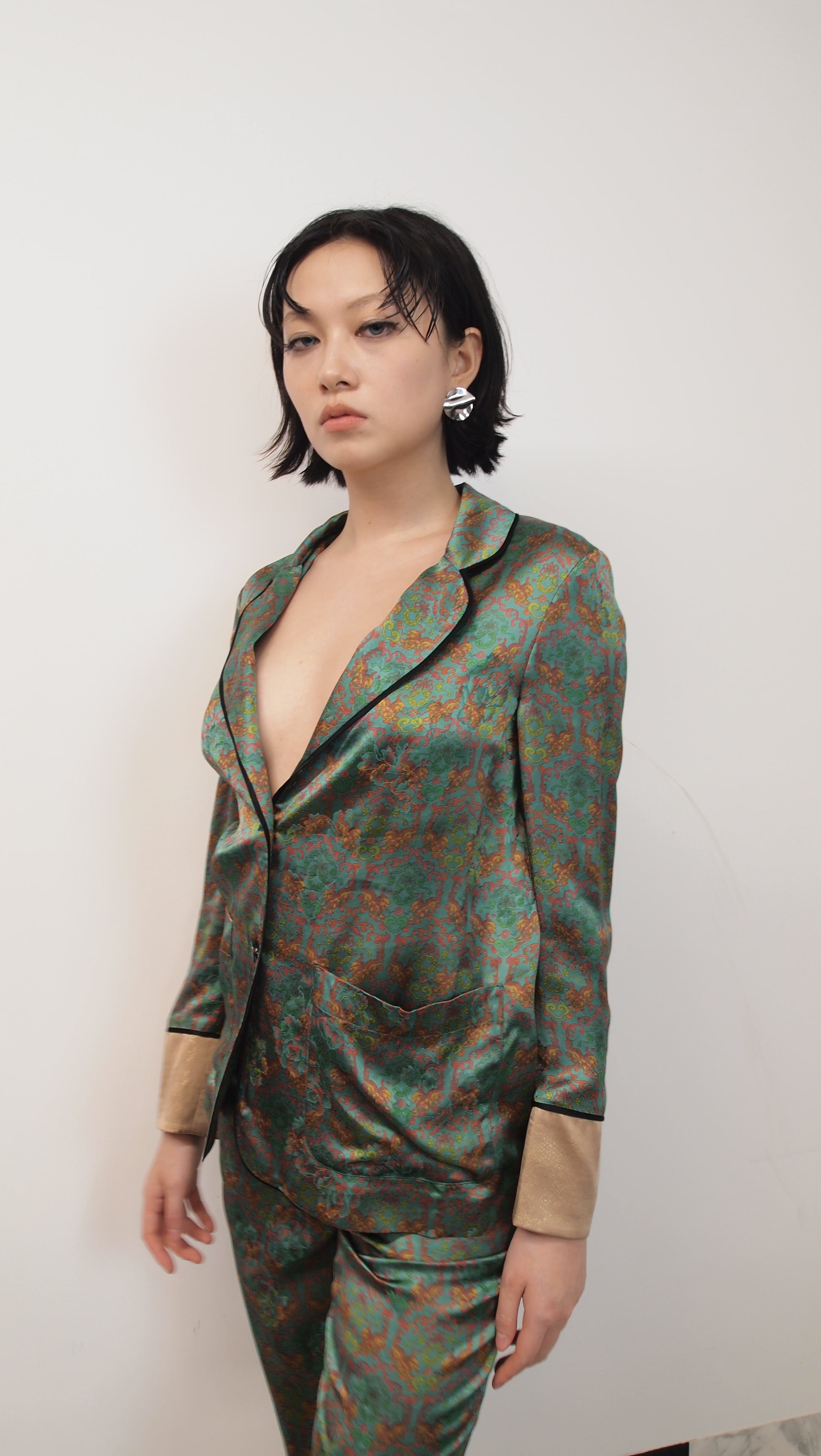 Silk Top with Auspicious Dragon Motif