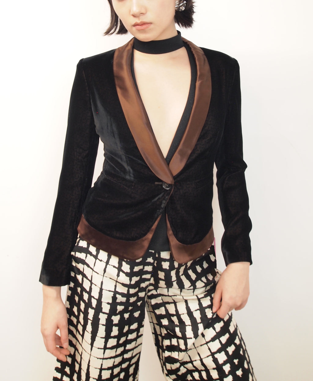 Silk Blazer with Shawl Collar