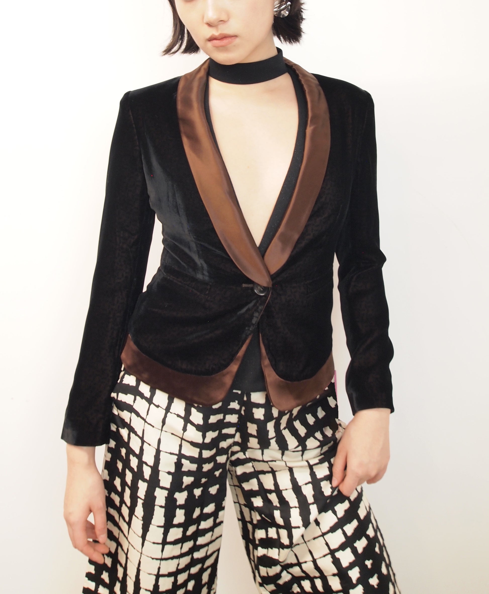 Silk Blazer with Shawl Collar