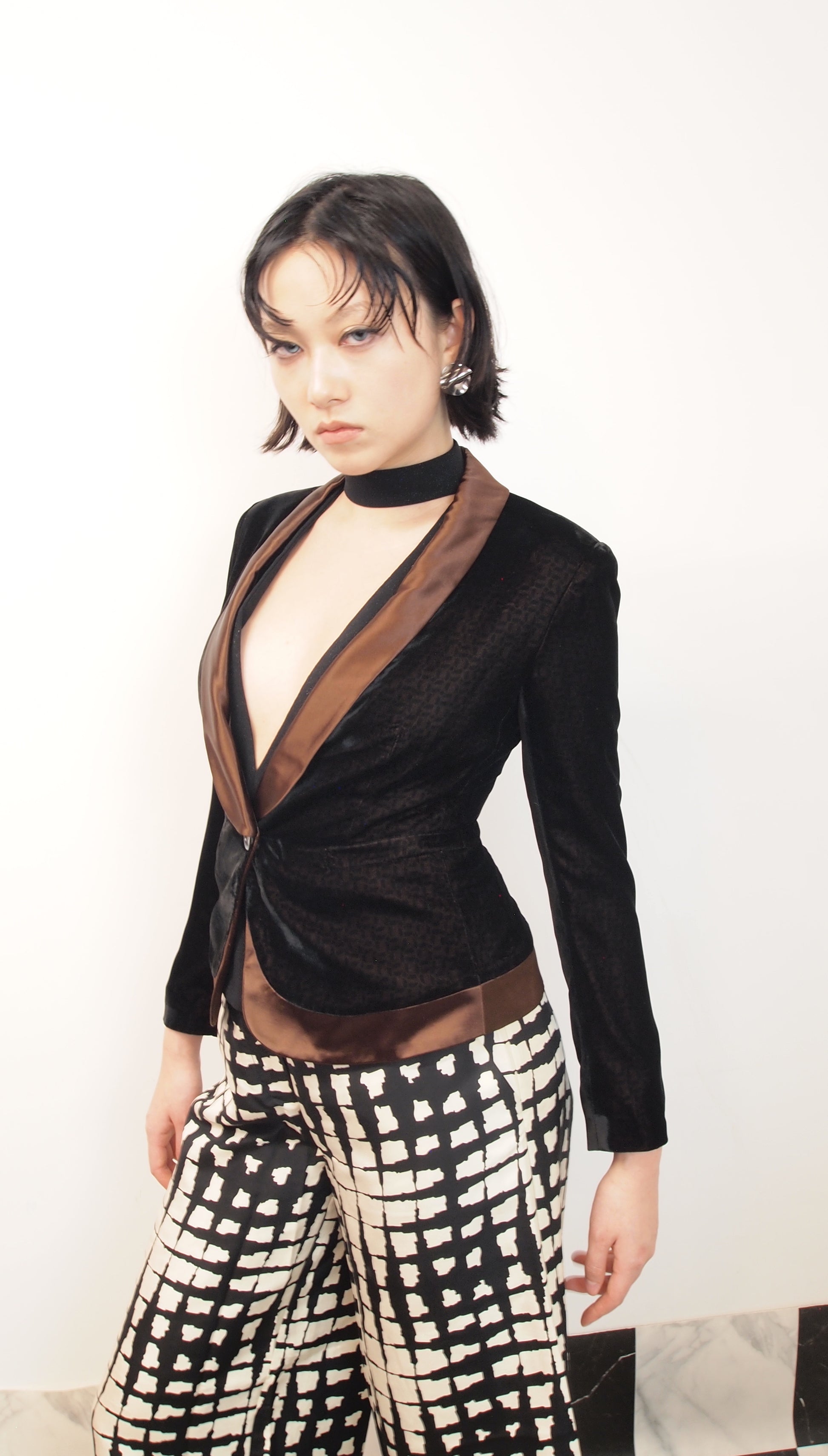 Silk Blazer with Shawl Collar