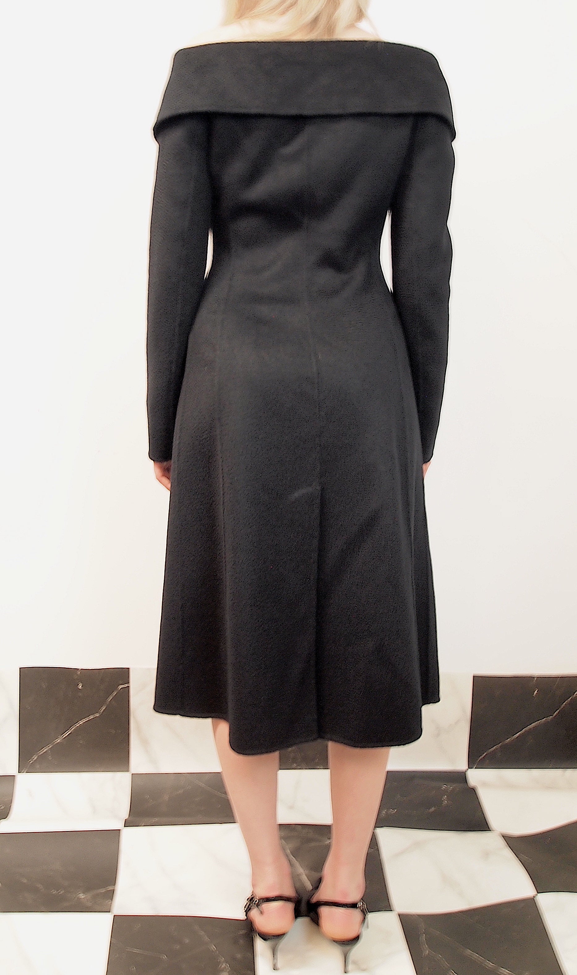 Off-shoulder Cashmere Midi Dress Coat