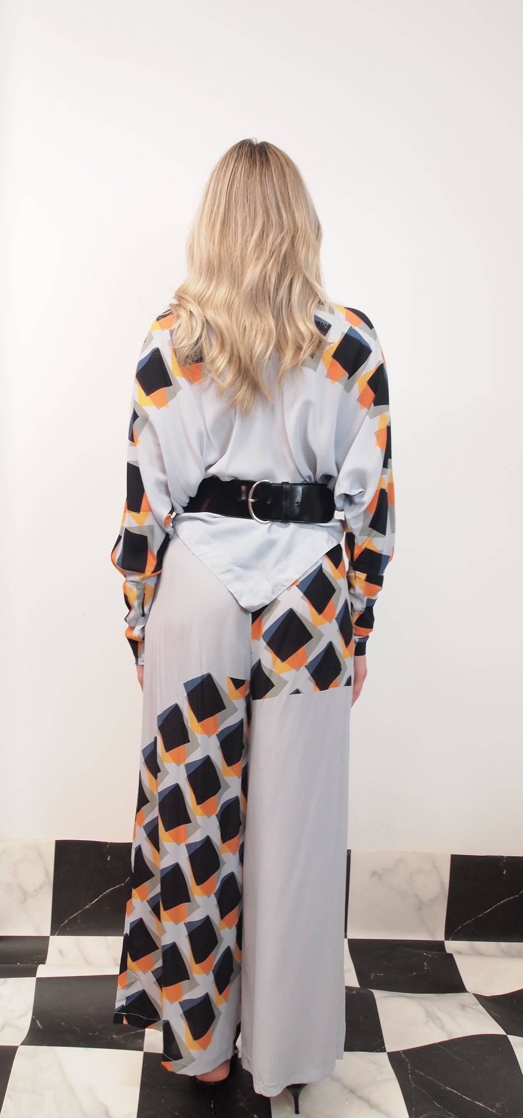 Silk Pants with Geometric Print