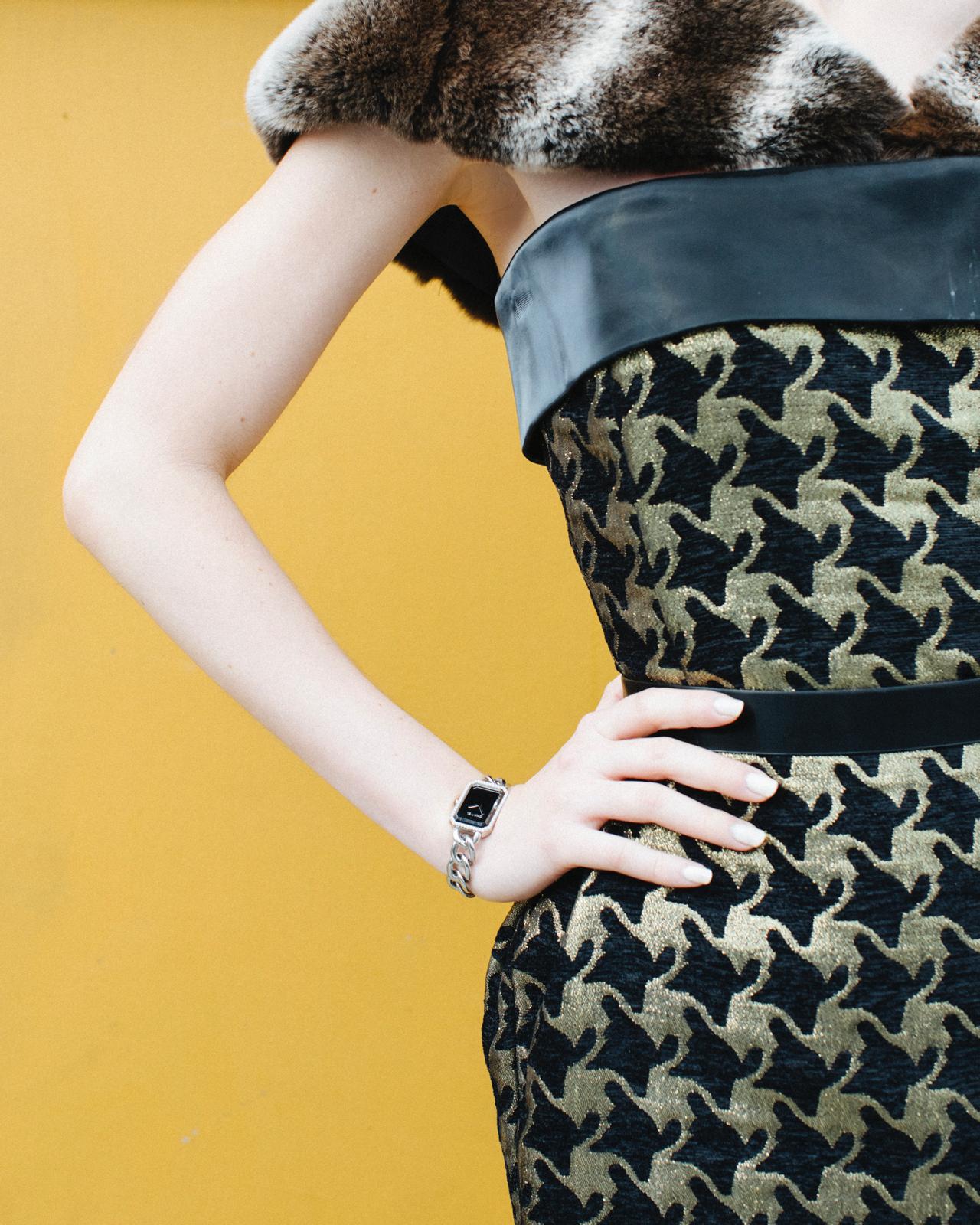 Black and Gold Houndstooth Pencil Skirt Black and Gold Houndstooth Pencil Skirt