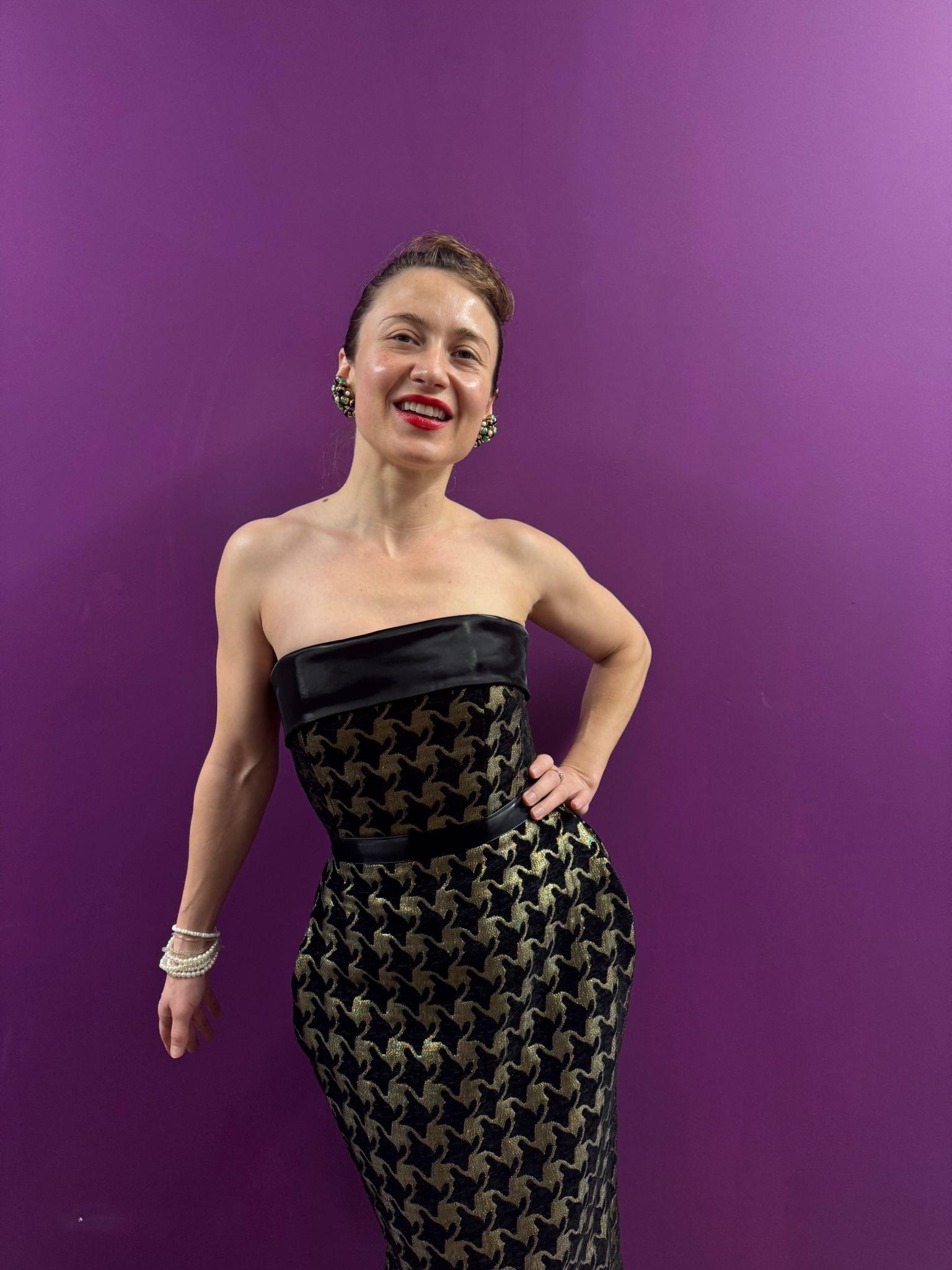 Black and Gold Houndstooth Corset