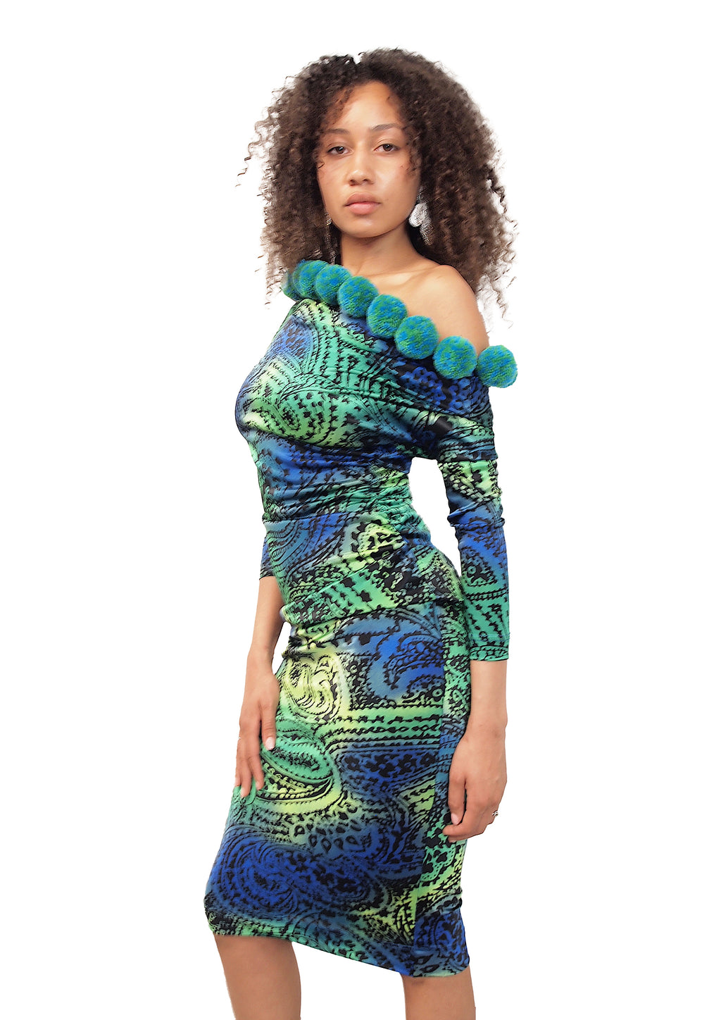 Green Pom Pom Dress